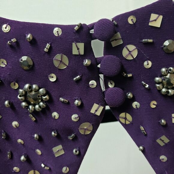 XScape Eggplant Evening Dress 16W Draped Ruched Cocktail Party Wedding Guest - Picture 3 of 13